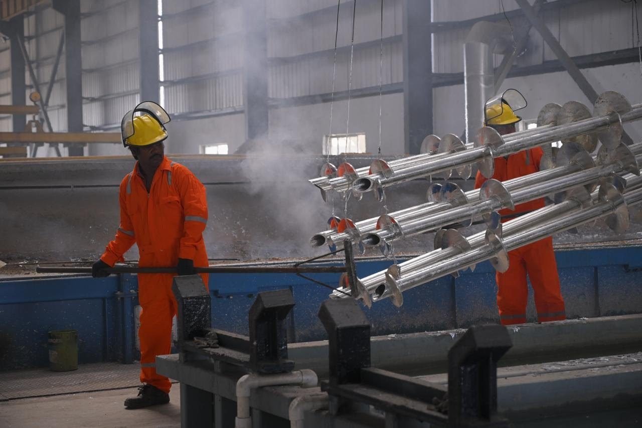 Sonal Group team at the hot-dip galvanizing plant, Gandhidham