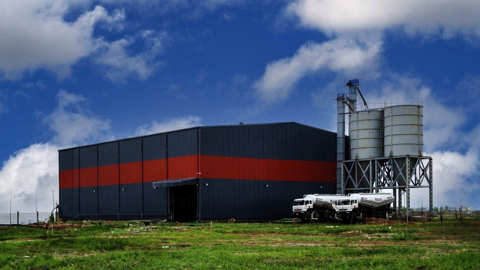 Maanith Industries GGBS plant at Bagodara with silos and bulk tankers